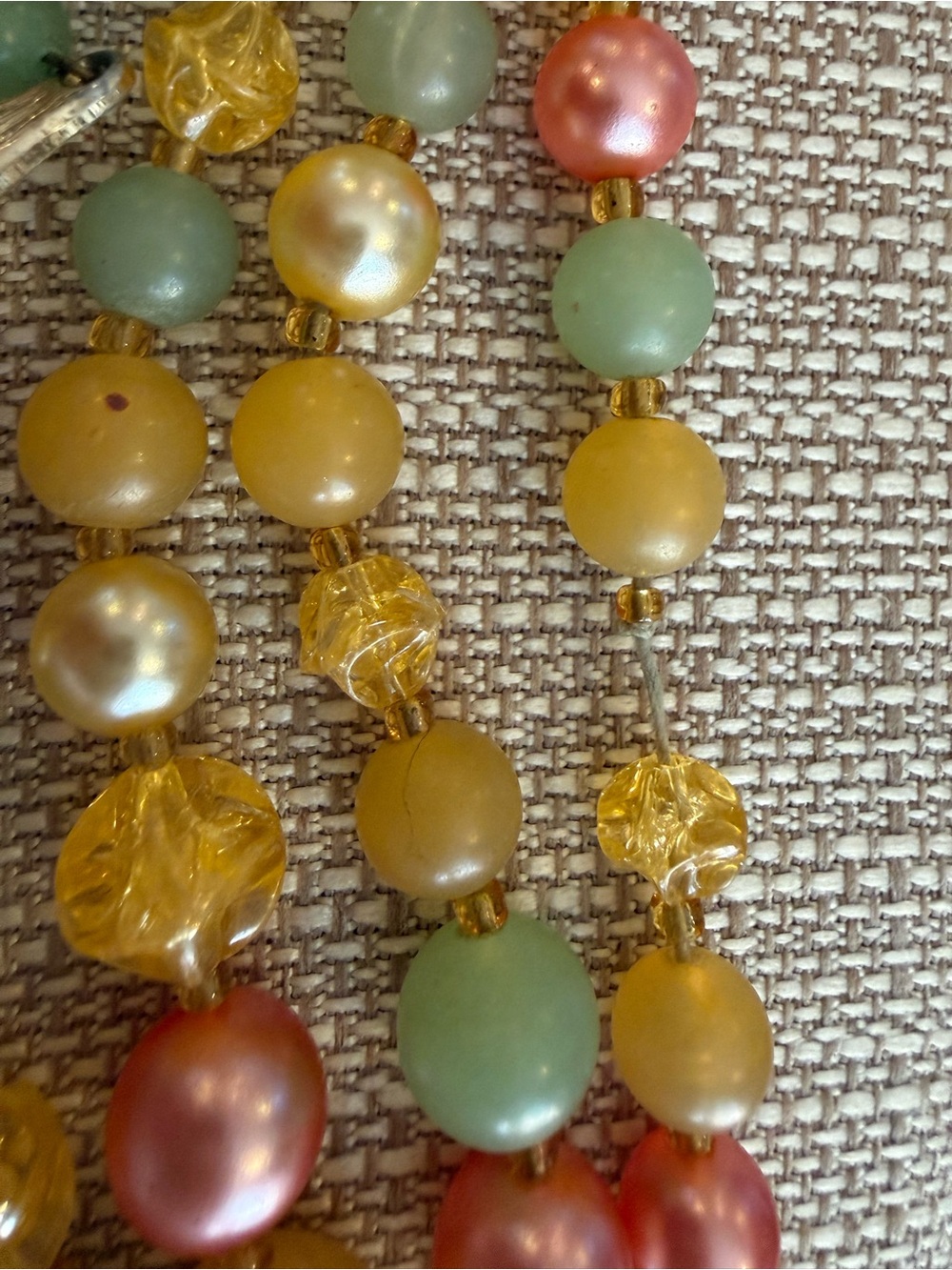 Vintage 1950s West Germany signed 3 Strand chunky Lucid bead necklace MCM - Picture 6 of 9